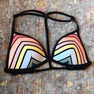 Victoria’s Secret PINK Rainbow Striped Push-up Top